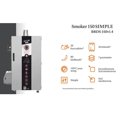 Wędzarnia elektryczna, cyfrowa, smoker BBQ Borniak Simple 150l z podajnikiem wiórek i z generatorem dymu - RATY 0%