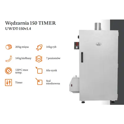 Wędzarnia elektryczna, cyfrowa Borniak Timer 150l z podajnikiem wiórek i z generatorem dymu - RATY 0%