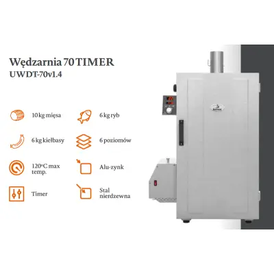 Wędzarnia elektryczna, cyfrowa Borniak Timer 70l z podajnikiem wiórek i z generatorem dymu - RATY 0%
