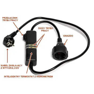 Inteligentny termostat z higrometrem - przełącznik temperatury i wilgoci, zewnętrzny i wodoodporny ITM-EU (T=3st.C; RH-60% ON / T=7st.C; RH-40% OFF)
