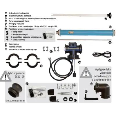 Pakiet rozbudowujący EC2012P 830 do kolejnego zbiornika VARIOLENTZ, EUROLENTZ i E.KOMFORT szer. 720mm, 750mm i 780mm; bateria max. 6 zb, KOD:35877