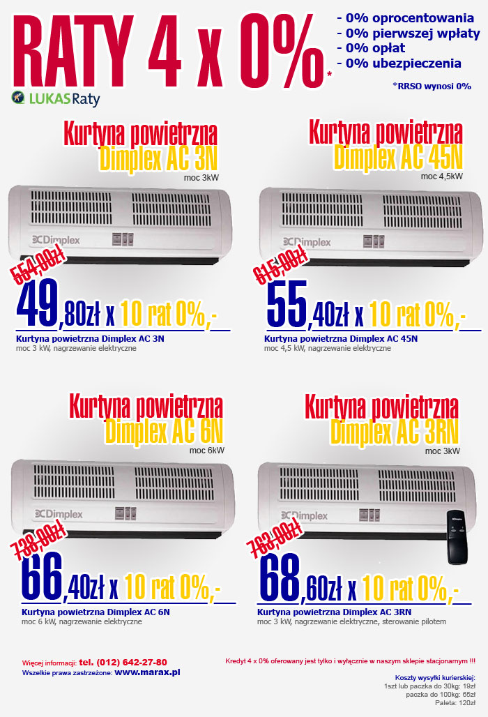 RATY 0% Kraków - kurtyny powietrzne
