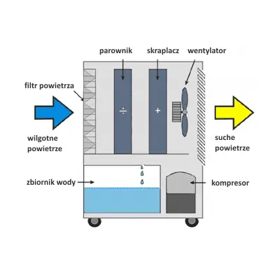 Osuszacz powietrza, pochłaniacz wilgoci kondensacyjny MASTER DH 721 P o wydajności 20l/doba