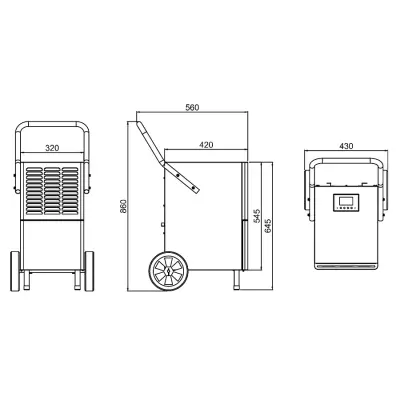 Osuszacz powietrza, pochłaniacz wilgoci kondensacyjny LEDOX model 055 seria Profi mobilny o wydajności osuszania 55l/doba